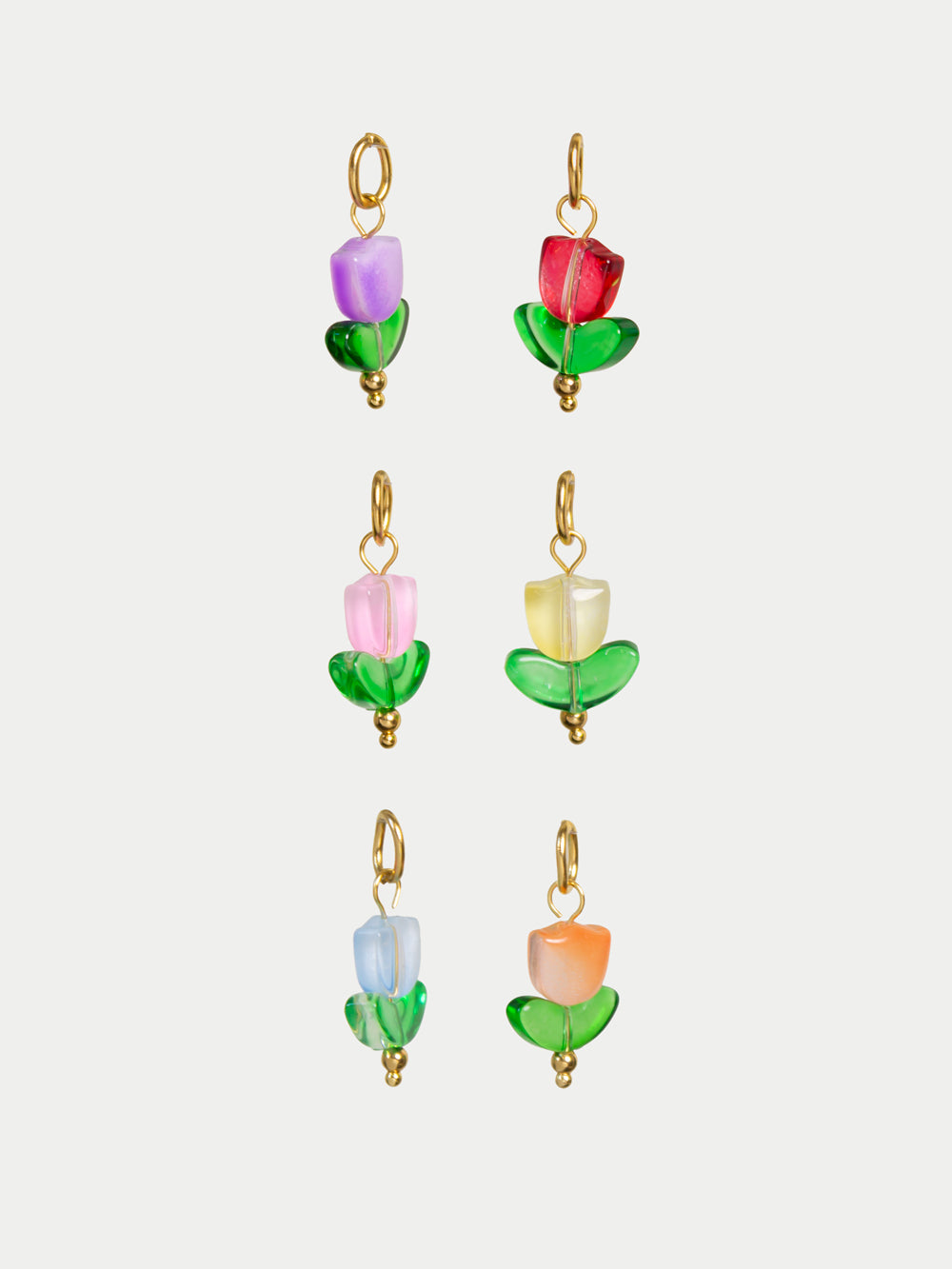 Charm Tulipani colorati in resina e acciaio inossidabile 316L