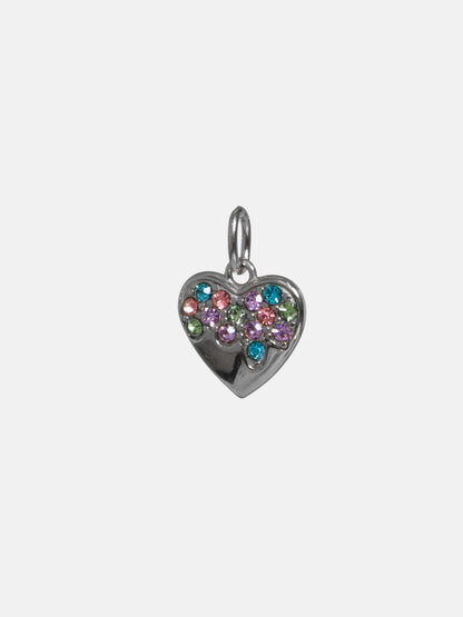 Charm Cuore mezzo pave multicolor